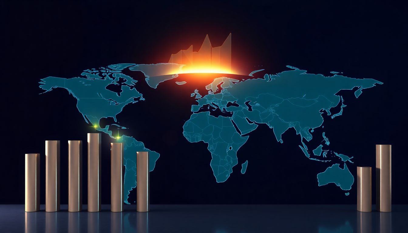 Gráfico ilustrativo da balança comercial, mostrando fluxos de exportações e importações.