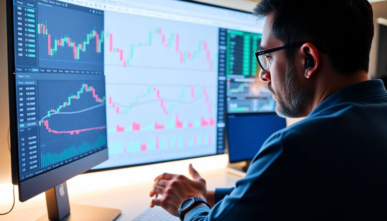 Operador analisando gráficos de Price Action em ambiente de day trade.