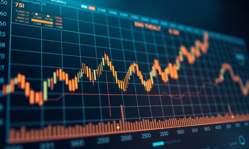 Gráfico financeiro demonstrando padrões e axiomas de Zurique aplicados nos investimentos