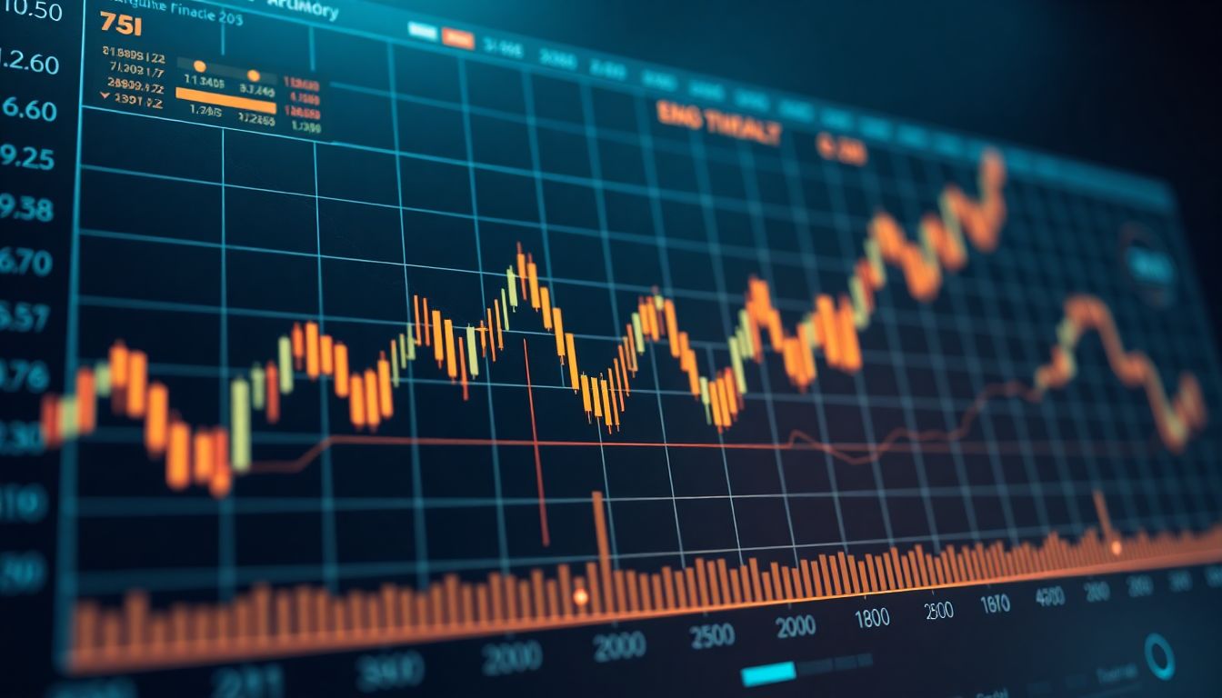 Gráfico financeiro demonstrando padrões e axiomas de Zurique aplicados nos investimentos