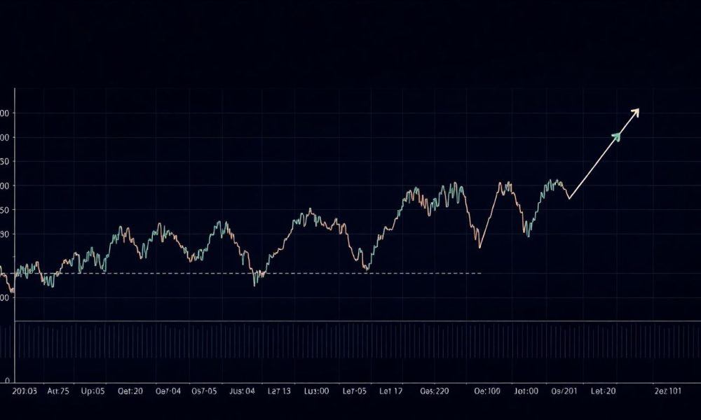 Gráfico de backtesting mostrando o desempenho de uma estratégia de trading.