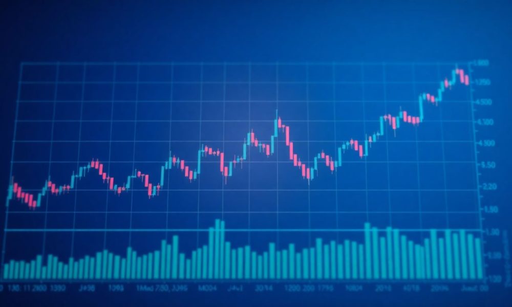 Gráfico de análise técnica para iniciantes com linhas de tendência e indicadores