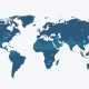 Mapa mundial com indicadores econômicos destacando as perspectivas do mercado global