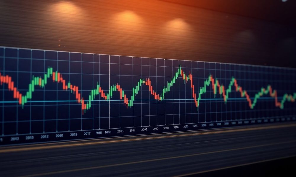 Gráfico mostrando RSI divergente em ações bancárias