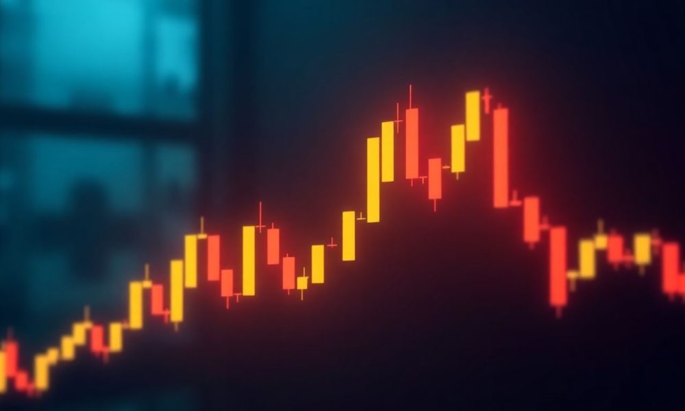 Gráfico de candlestick mostrando padrões de reversão
