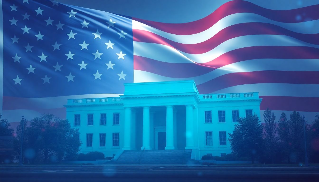 Gráfico de índices futuros em alta com bandeira dos EUA ao fundo