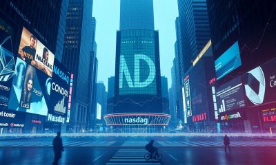 Gráfico mostrando índices futuros em alta com destaque para Nasdaq, Dow Jones e S&P 500