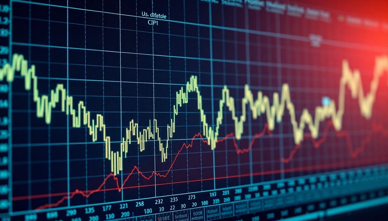 gráfico de índices futuros com indicadores econômicos em destaque